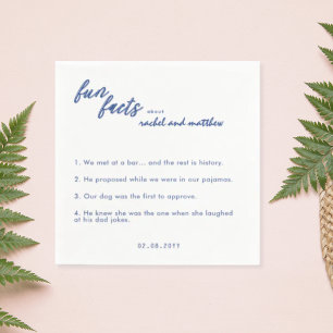 Serviette En Papier Mouchoirs de mariage modèle Fun Facts bleus