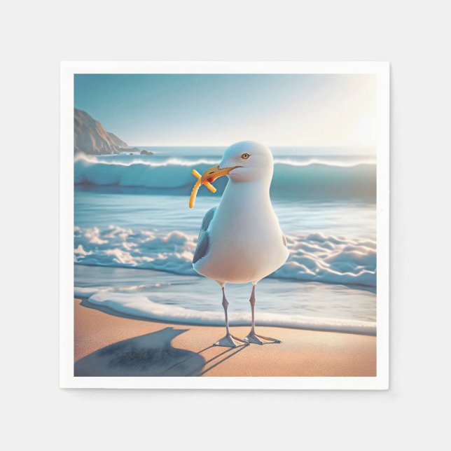 Serviette En Papier Mouette Aux Fries Françaises (Devant)