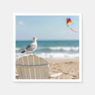 Serviette En Papier Mouette faisant voler un cerf-volant