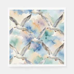 Serviette En Papier Mouettes à l'aquarelle motif sans couture Maison C