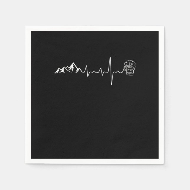 Serviette En Papier Mountain And Beer Heartbeat Hiking Nature Hiker Gi (Devant)