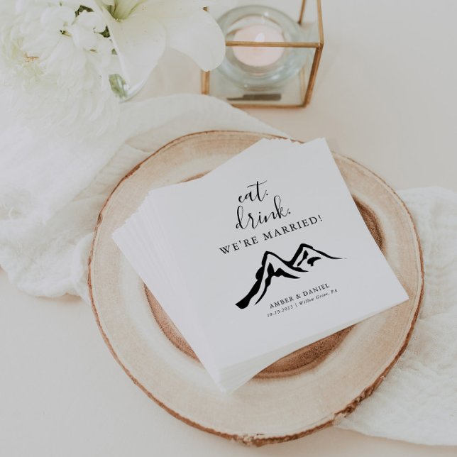 Serviette En Papier Mountain Eat Drink Nous sommes mariés Mariage (Créateur téléchargé)