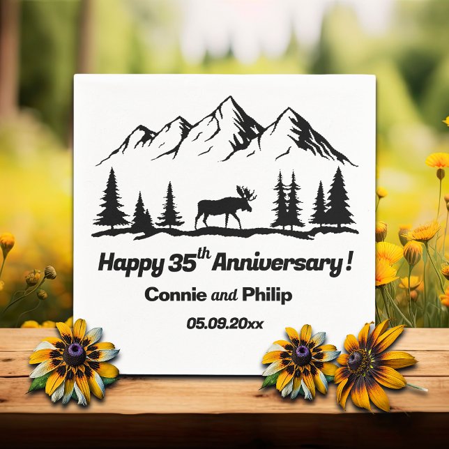 Serviette En Papier Mountains and Moose 35th Wedding Anniversary (Créateur téléchargé)