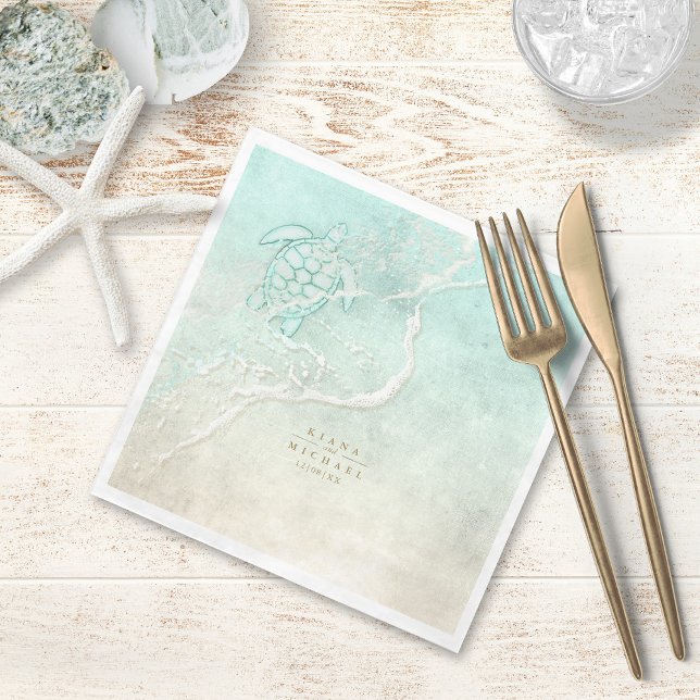 Serviette En Papier Mousse de mer Tortue de mariage ID837 (Créateur téléchargé)