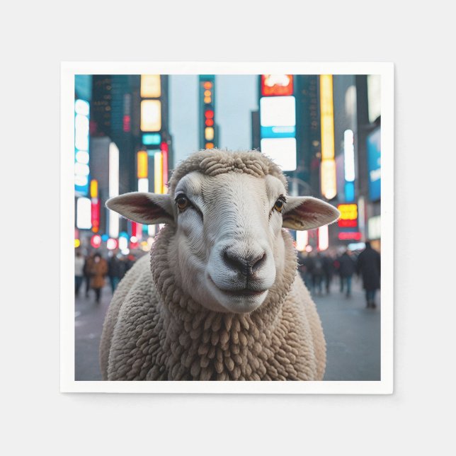 Serviette En Papier Mouton dans le Carré du temps (Devant)