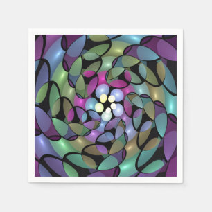 Serviette En Papier Mouvements colorés Abstrait Trippy Fractal Art