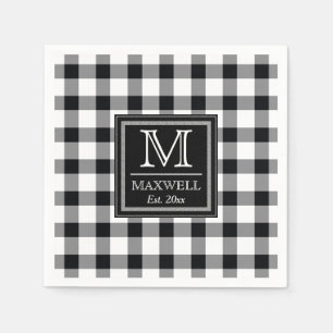 Serviette En Papier Moyenne Rustic Buffalo Checks Monogramme Nom Anné