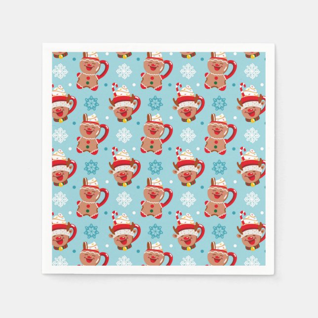 Serviette En Papier Mug de Noël festif de cacao (Devant)