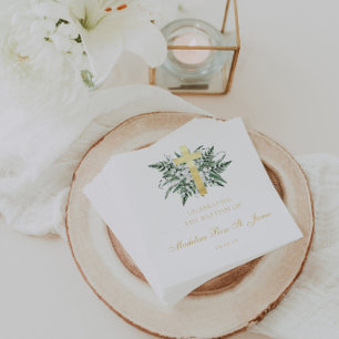Serviette En Papier Muguet Baptême Floral Christening