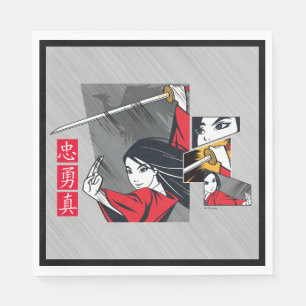 Serviette En Papier Mulan avec panneaux illustrés d'épée