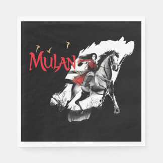 Serviette En Papier Mulan Riding Black Vent Aquarelle Art
