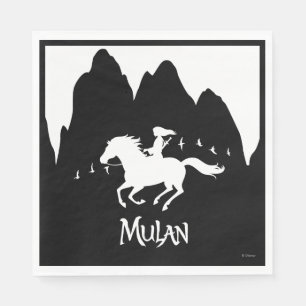 Serviette En Papier Mulan Riding Vent noir Monts passés Silhouette