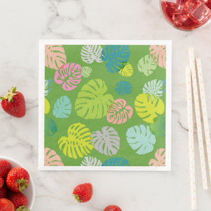 Serviette En Papier Multicolor Feuilles tropicaux 8