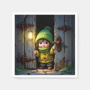 Serviette En Papier Munchkin portant un chapeau et un pull tricotés