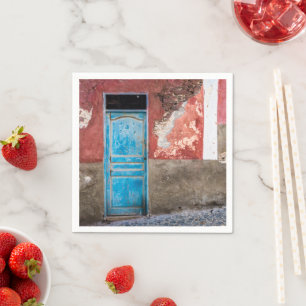Serviette En Papier Mur coloré avec porte bleue