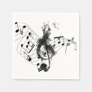 Serviette En Papier Music Note Luxe noir et blanc