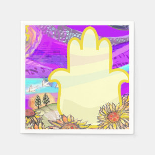 Serviette En Papier Musical Hemsa Bar Bat mitzvah Table Numéro de sièg