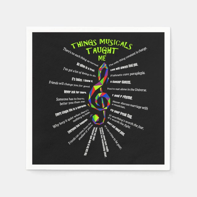 Serviette En Papier Musique Avant Les Choses Les comédies Musicales M' (Devant)
