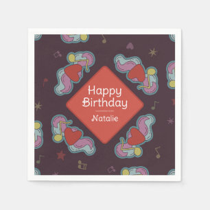 Serviette En Papier Musique Lover Doodles Thème Anniversaire Fête Roug