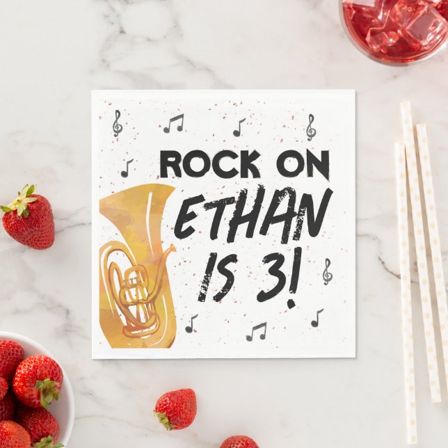 Serviette En Papier Musique Tuba Anniversaire Papier de fête (En situation)