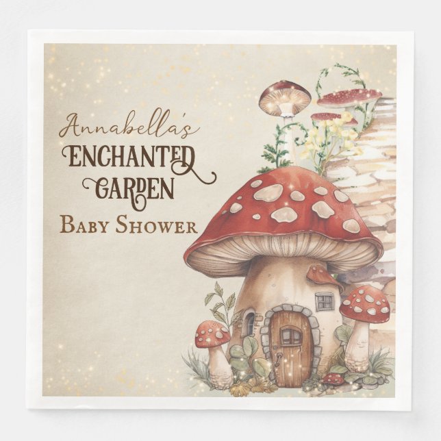 Serviette En Papier Musroom House Baby shower de jardin enchanté (Devant)