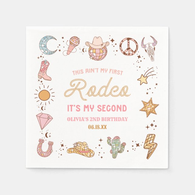 Serviette En Papier My Second Rodeo Western Cowgirl 2e fête d'annivers (Devant)