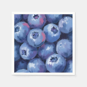 Serviette En Papier Myrtilles   Aquarelle de fruits peints