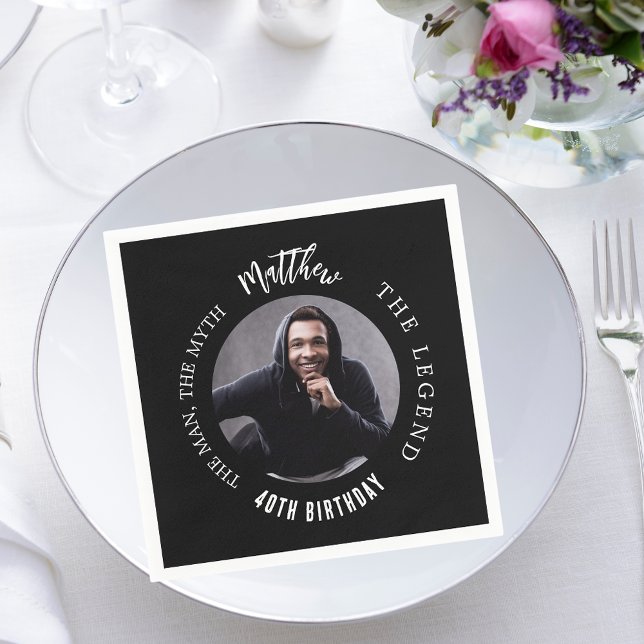 Serviette En Papier Mythe de l'homme légende photo fête d'anniversaire (Créateur téléchargé)