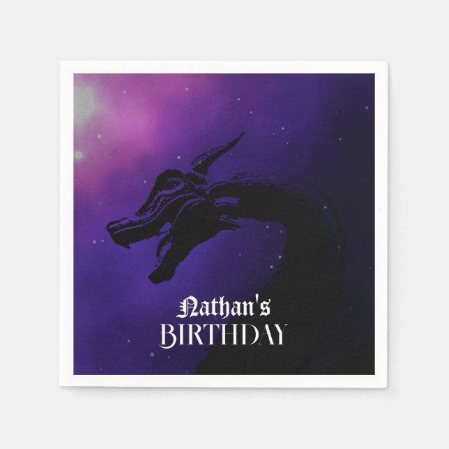 Serviette En Papier Mythique Dragon Violet Anniversaire (Devant)