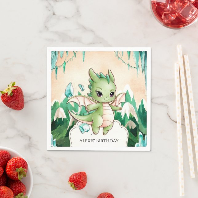Serviette En Papier Mythique Enfants Dragon Anniversaire (En situation)