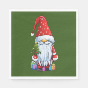 Serviette En Papier Nain de Noël Gonk habillé d'un tenue festive