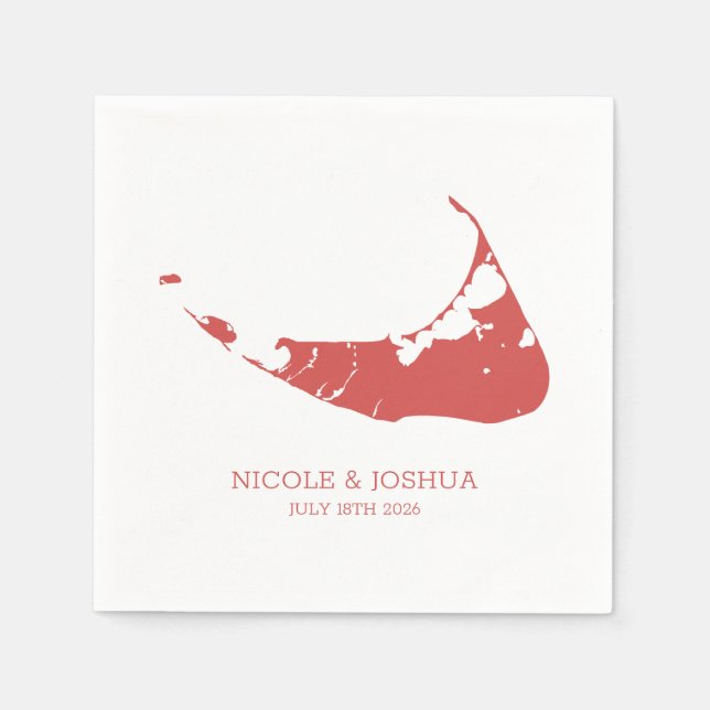Serviette En Papier Nantucket Island Mariage Nantucket Rouge (Devant)