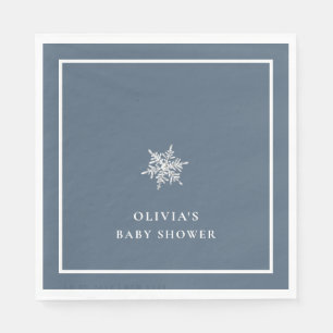 Serviette En Papier Nany Blue Modern Snowflake Baby shower