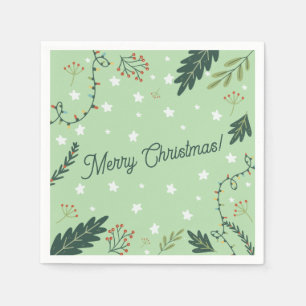 Serviette En Papier Napet de Noël Nouvel An dîner sauge vert