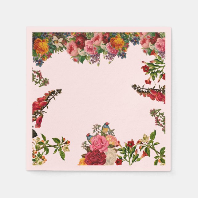 Serviette En Papier Napkin aux fleurs (Devant)
