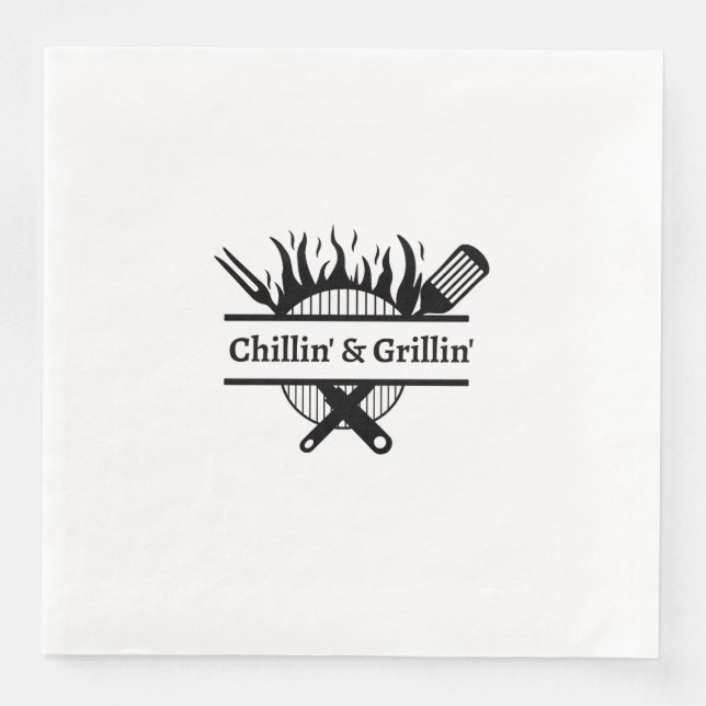 Serviette En Papier Napkin de fête de Chillin' & Grillin' Party (Devant)