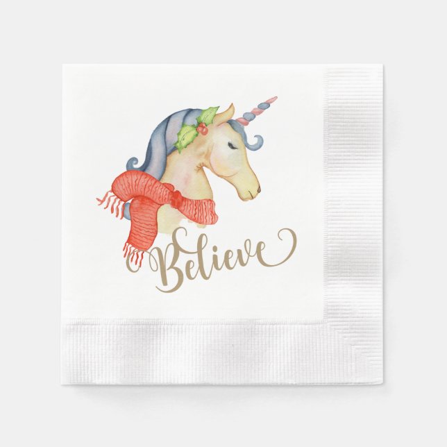 Serviette En Papier Napkin de Noël Unicorne (Devant)