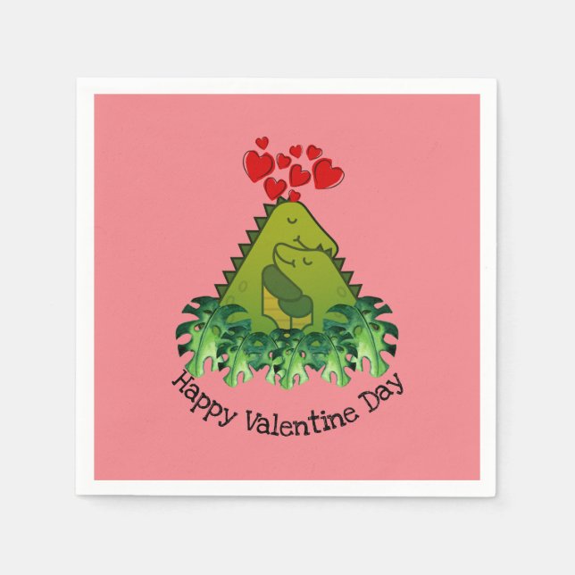 Serviette En Papier Napkin Dinosaur Couple Paper (Devant)