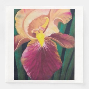 Serviette En Papier Napkin d'Iris violet et jaune