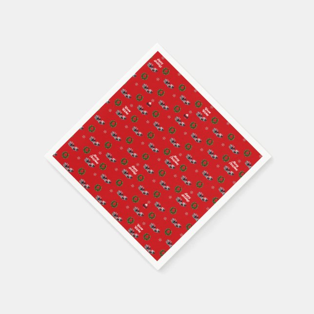 Serviette En Papier Napkin Festive Red Holiday avec des salutations jo (Coin)