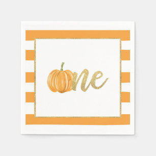 Serviette En Papier Napkin, premier anniversaire Citrouille - Orange S