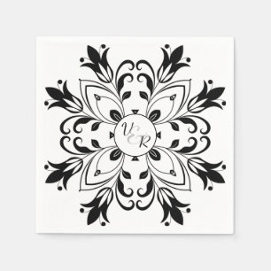 Serviette En Papier Napkin simple en noir et blanc