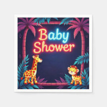 Napkins de Baby shower Neon Safari