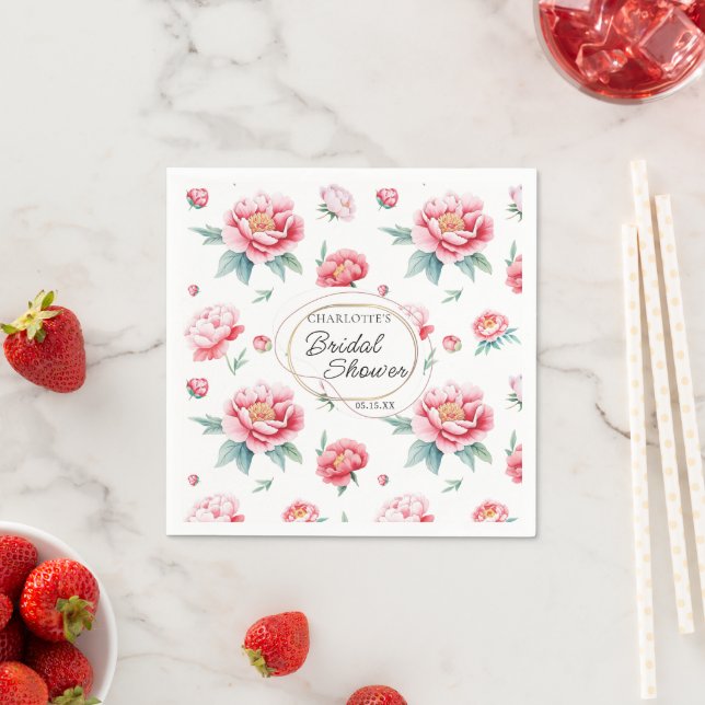 Serviette En Papier Napkins de nom personnalisé de la Peony (En situation)
