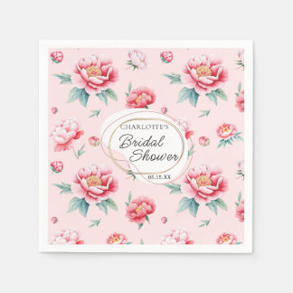 Serviette En Papier Napkins de nom personnalisé de la Peony