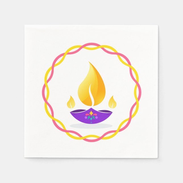 Serviette En Papier Napkins Diwali Diya (Devant)