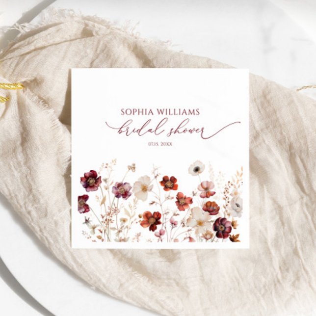 Serviette En Papier Napkins Fleur sauvage Fête des mariées (Créateur téléchargé)