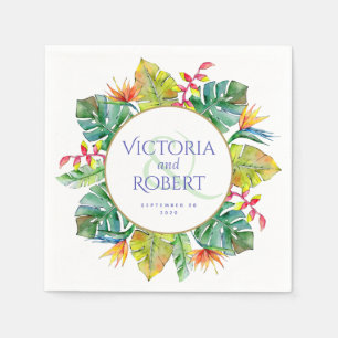 Serviette En Papier Napkins mariage   Aquarelle tropicale florale