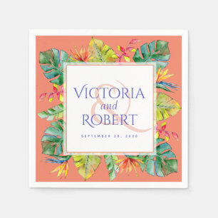 Serviette En Papier Napkins mariage   Aquarelle tropicale florale