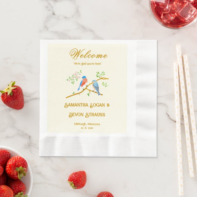 Serviette En Papier Napkins Mariage Bluebirds (En situation)